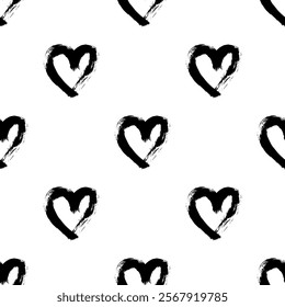 Seamless pattern with hand drawn heart doodle for decorative print, wrapping paper, greeting cards and fabric