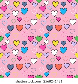 Seamless pattern with hand drawn heart. Background for textile, wrapping paper, fashion, illustration.