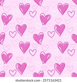 Seamless pattern with hand drawn heart. Background for textile, wrapping paper,fashion, illustration.