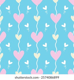Seamless pattern with hand drawn heart. Cute romantic hearts background for print, card, postcard, poster, textile, wrapping paper, fashion, Valentine's day concept. Vector illustration design