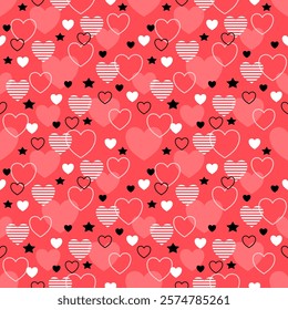 Seamless pattern with hand drawn heart. Background for textile, wrapping paper, fashion, illustration.