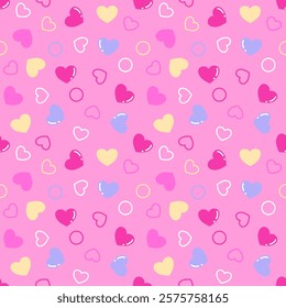 Seamless pattern with hand drawn heart. Background for textile, wrapping paper, fashion, illustration.