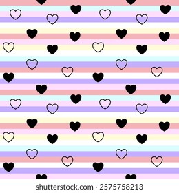 Seamless pattern with hand drawn heart. Background for textile, wrapping paper, fashion, illustration.