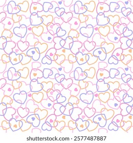 Seamless pattern with hand drawn heart. Background for textile, wrapping paper, fashion, illustration.