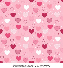 Seamless pattern with hand drawn heart. Background for textile, wrapping paper, fashion, illustration.