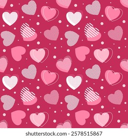 Seamless pattern with hand drawn heart. Background for textile, wrapping paper, fashion, illustration.