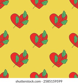 Seamless pattern with hand drawn heart doodle for decorative print, wrapping paper, greeting cards and fabric