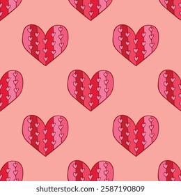 Seamless pattern with hand drawn heart doodle for decorative print, wrapping paper, greeting cards and fabric