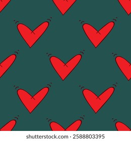 Seamless pattern with hand drawn heart doodle for decorative print, wrapping paper, greeting cards and fabric