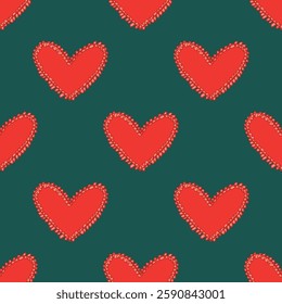 Seamless pattern with hand drawn heart doodle for decorative print, wrapping paper, greeting cards and fabric