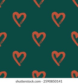 Seamless pattern with hand drawn heart doodle for decorative print, wrapping paper, greeting cards and fabric