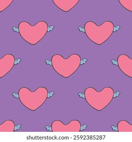 Seamless pattern with hand drawn heart doodle for decorative print, wrapping paper, greeting cards and fabric