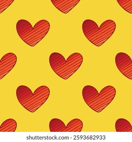 Seamless pattern with hand drawn heart doodle for decorative print, wrapping paper, greeting cards and fabric