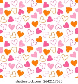 Seamless pattern with hand drawn heart.