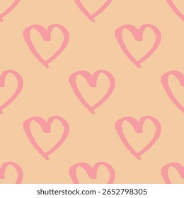 Seamless pattern with hand drawn heart doodle for decorative print, wrapping paper, greeting cards and fabric