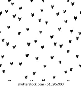 Seamless pattern with hand drawn heart. Abstract wallpaper, cover