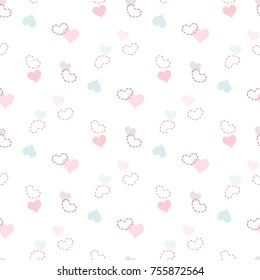 Seamless Pattern of Hand Drawn Heart Design on White Background