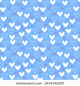 Seamless pattern with hand drawn heart.background for textile, wrapping paper, fashion, illustration.