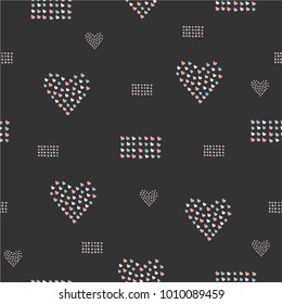 Seamless pattern, hand drawn hearts in brush organised into hearts and rectangles. Great for wedding cards, postcards, t-shirts, brochures, posters, gift wrapping, wall art, wallpapers, etc.