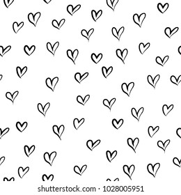 Seamless pattern with hand drawn  hearts