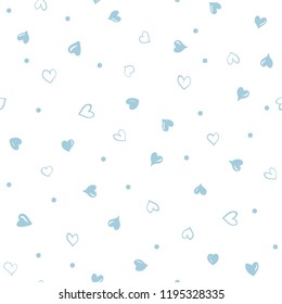 Seamless pattern with hand drawn hearts