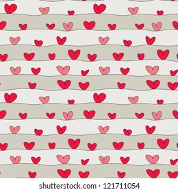 Seamless pattern with hand drawn hearts. St Valentine's day background. Cute texture with hearts of love
