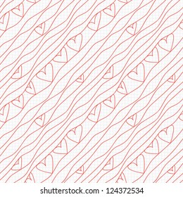Seamless pattern with hand drawn hearts. St Valentine's day background. Cute texture with hearts