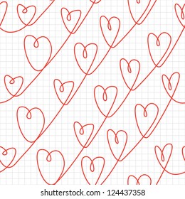 Seamless pattern with hand drawn hearts. Vector repeating doodle about love