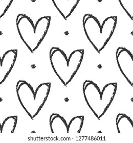 Seamless pattern with hand drawn hearts. Valentine's day background.