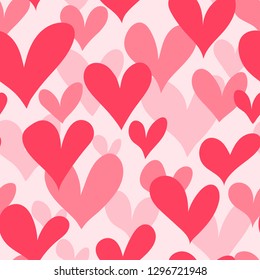 Seamless pattern with hand drawn hearts. Valentine's day background.