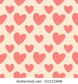 Seamless pattern with hand drawn hearts, vector illustration for greeting cards, wedding invitation, banners, backgrounds, textiles design.