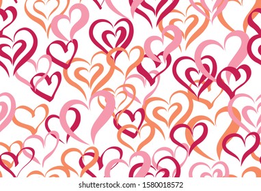 Seamless pattern of hand drawn hearts. Stylized hearts design elements pattern for Valentine's day