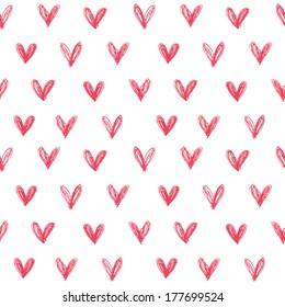 Seamless pattern with hand drawn hearts. Vector illustration