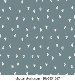 Seamless pattern with hand drawn hearts