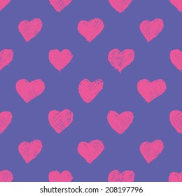 Seamless pattern with hand drawn hearts