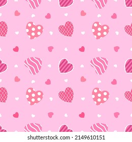 Seamless pattern with hand drawn Hearts. Background for textile, wrapping paper, fashions, illustrations.