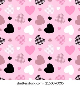 Seamless pattern with hand drawn Hearts. Background for textile, wrapping paper, fashions illustrations.