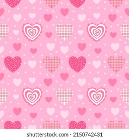 Seamless pattern with hand drawn Hearts. Background for textile, wrapping paper, fashions, illustrations.