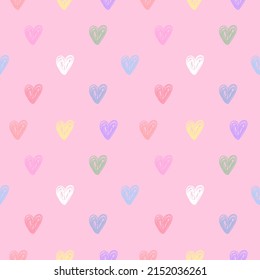 Seamless pattern with hand drawn Hearts. Background for textile, wrapping paper, fashions, illustrations.