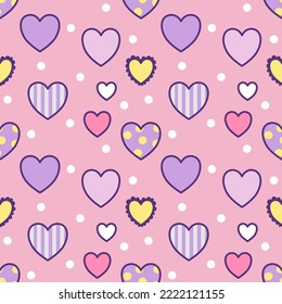 Seamless pattern with hand drawn hearts. Background for textile, wrapping paper, fashions, illustrations.