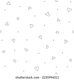 Seamless pattern hand drawn hearts doodle style