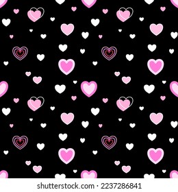 Seamless pattern with hand drawn hearts. Background for textile, wrapping paper, fashions, illustrations.