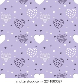 Seamless pattern with hand drawn hearts. Background for textile, wrapping paper, fashions, illustrations.