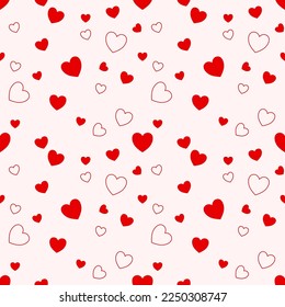 Seamless pattern with hand  drawn hearts. Background for textile, wrapping paper, fashions, illustrations.