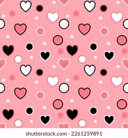 Seamless pattern with  hand drawn hearts. Background for textile, wrapping paper, fashions, illustrations.