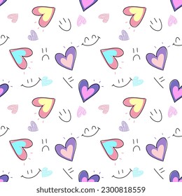 Seamless pattern with hand drawn hearts. Background for textile, wrapping paper, fashions, illustrations.