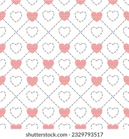 Seamless pattern with hand drawn hearts. Background for textile, wrapping paper, fashions, illustrations.