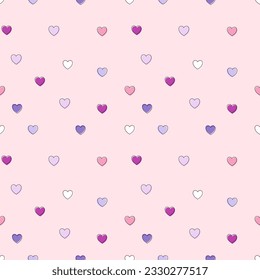 Seamless pattern with hand drawn hearts. Background for textile, wrapping paper, fashions, illustrations.