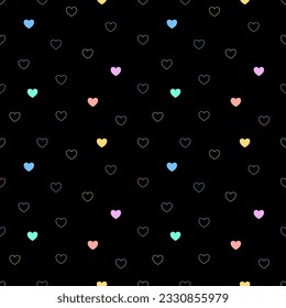 Seamless pattern with hand drawn hearts. Background for textile, wrapping paper, fashions, illustrations.