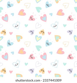 Seamless pattern with hand drawn hearts. Background for textile, wrapping paper, fashions, illustrations.